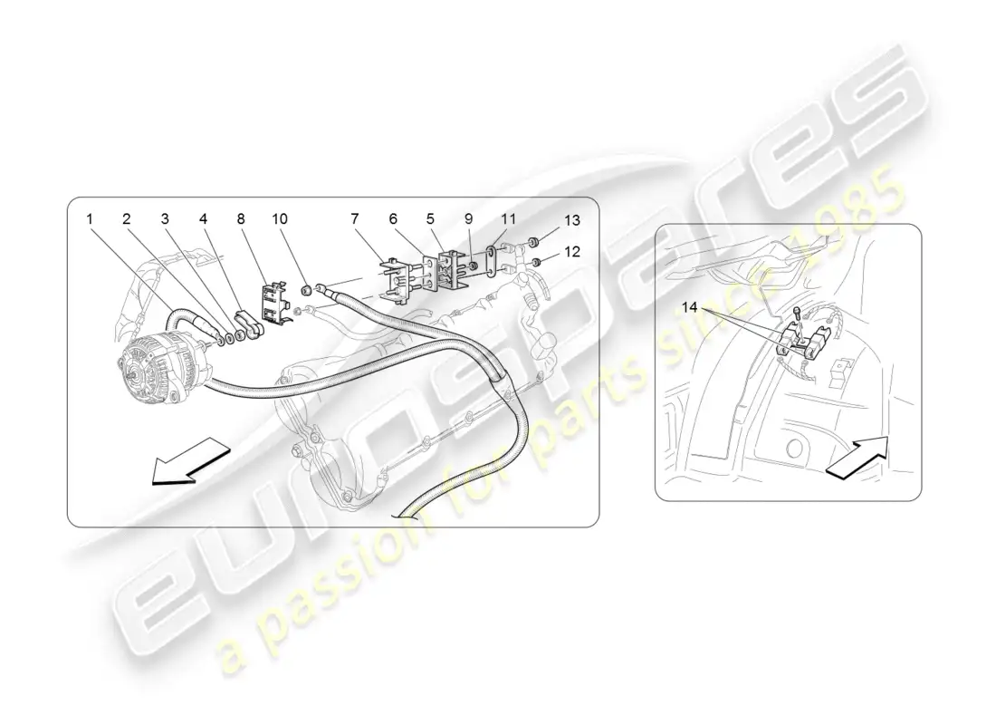 maserati granturismo (2008) cableado principal diagrama de piezas