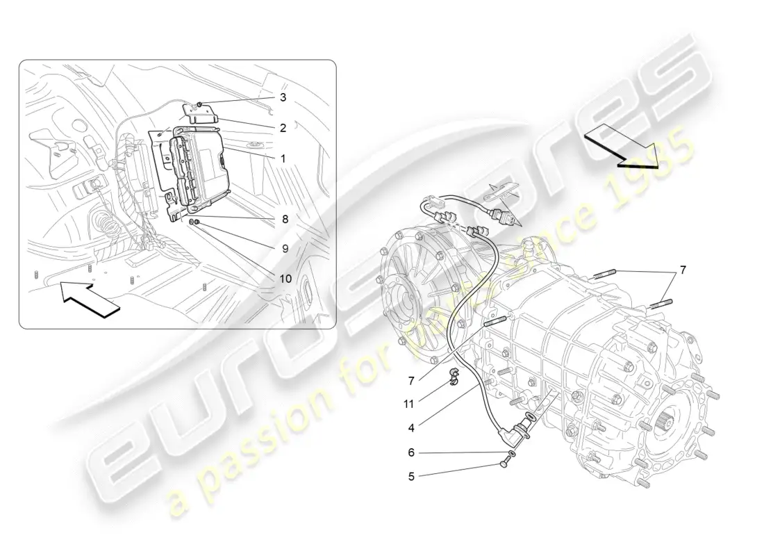 maserati granturismo (2012) control electrónico (caja de cambios) diagrama de piezas