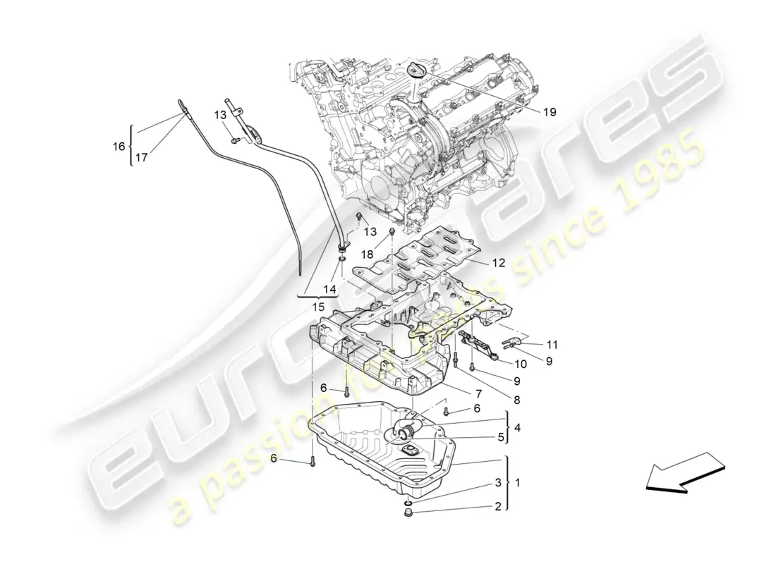 maserati qtp 3.0 tds v6 275hp (2015) sistema de lubricación: diagrama de piezas del circuito y de la colección