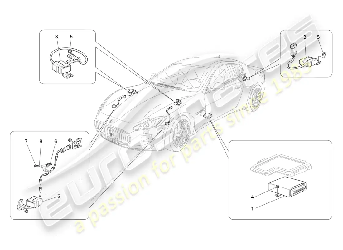 maserati granturismo (2015) control electrónico (suspensión) diagrama de piezas