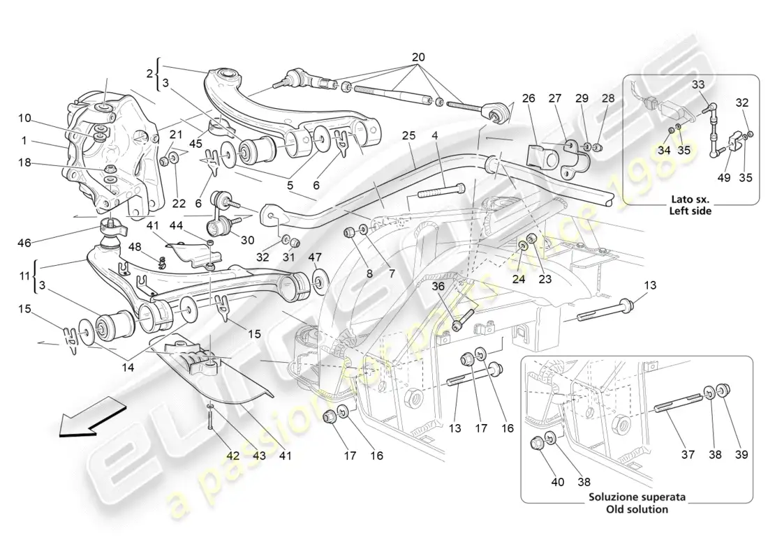 maserati granturismo (2015) rear suspension diagrama de piezas