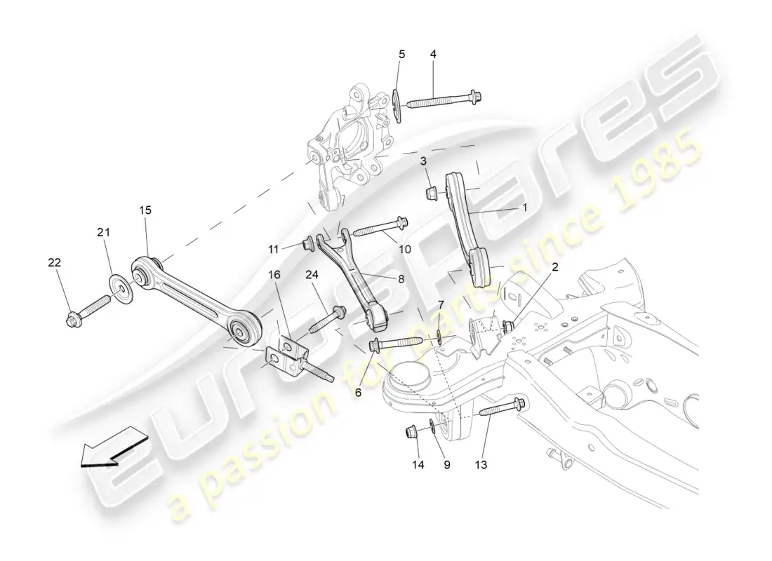 maserati qtp 3.0 tds v6 275hp (2015) diagrama de piezas de la suspensión trasera