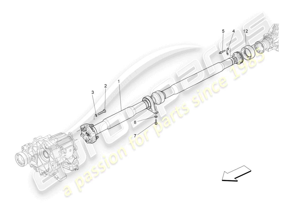 maserati quattroporte (2018) diagrama de piezas del eje de transmisión