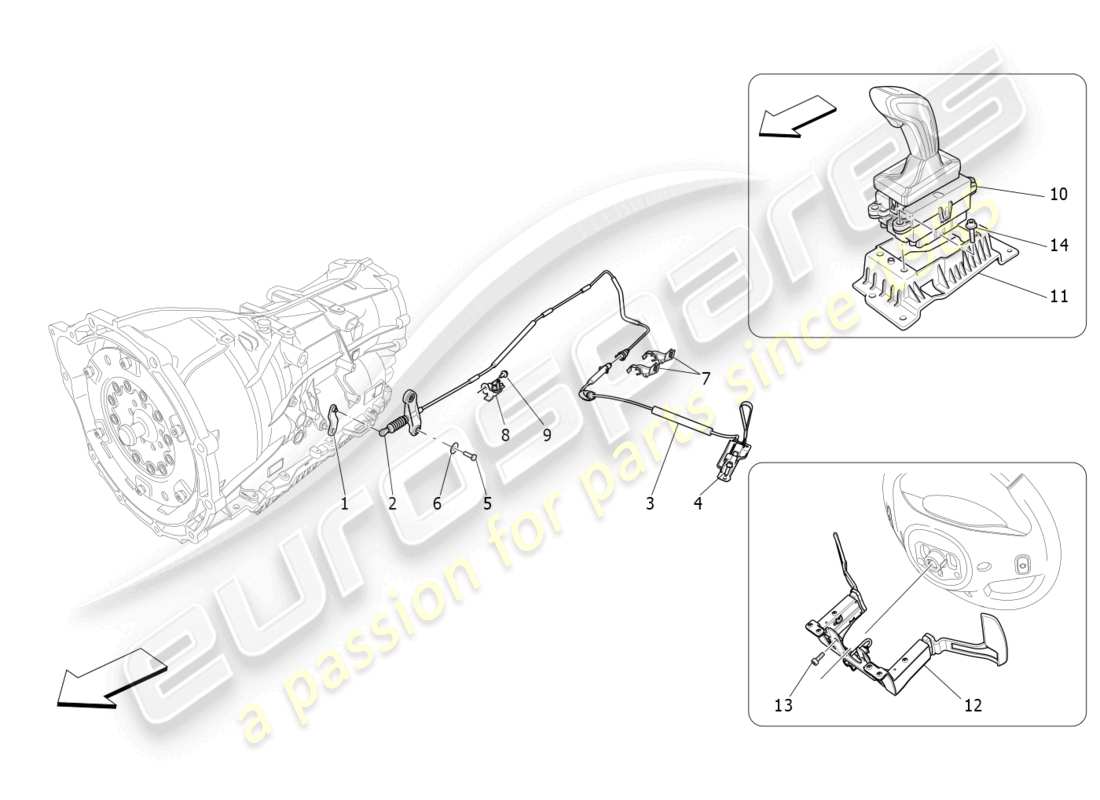 maserati ghibli fragment (2022) controles del conductor para el diagrama de piezas de la caja de cambios automática