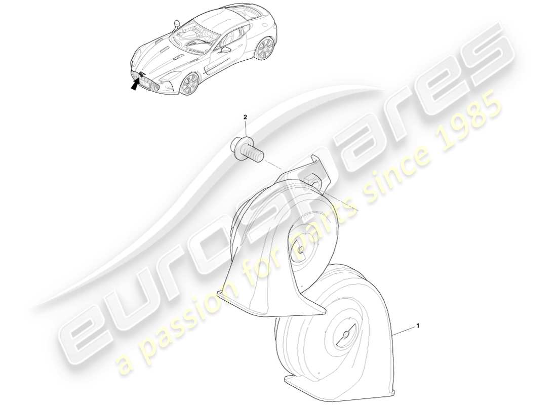 aston martin one-77 (2011) diagrama de piezas del sistema de bocina