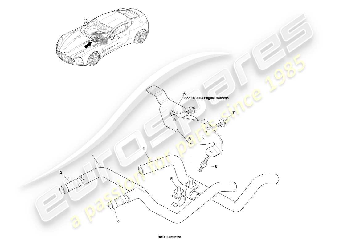 aston martin one-77 (2011) mangueras de refrigerante diagrama de piezas