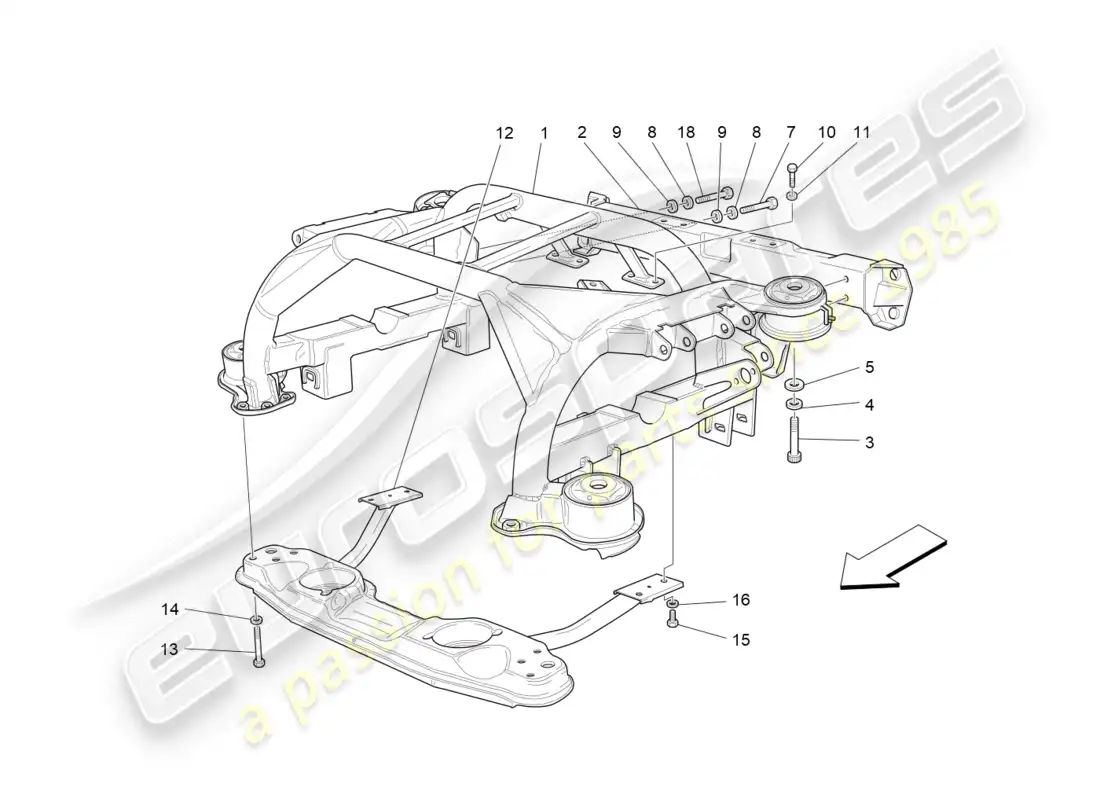 maserati qtp 3.0 tds v6 275hp (2015) diagrama de piezas del chasis trasero
