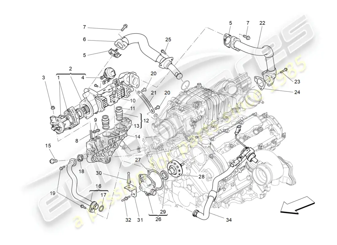 maserati qtp 3.0 tds v6 275hp (2015) diagrama de piezas del sistema de recirculación de vapores de aceite