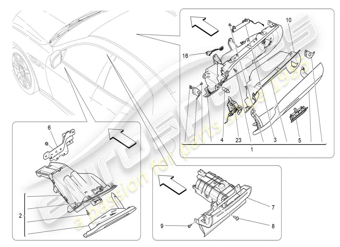 maserati ghibli (2019) guanteras diagrama de piezas