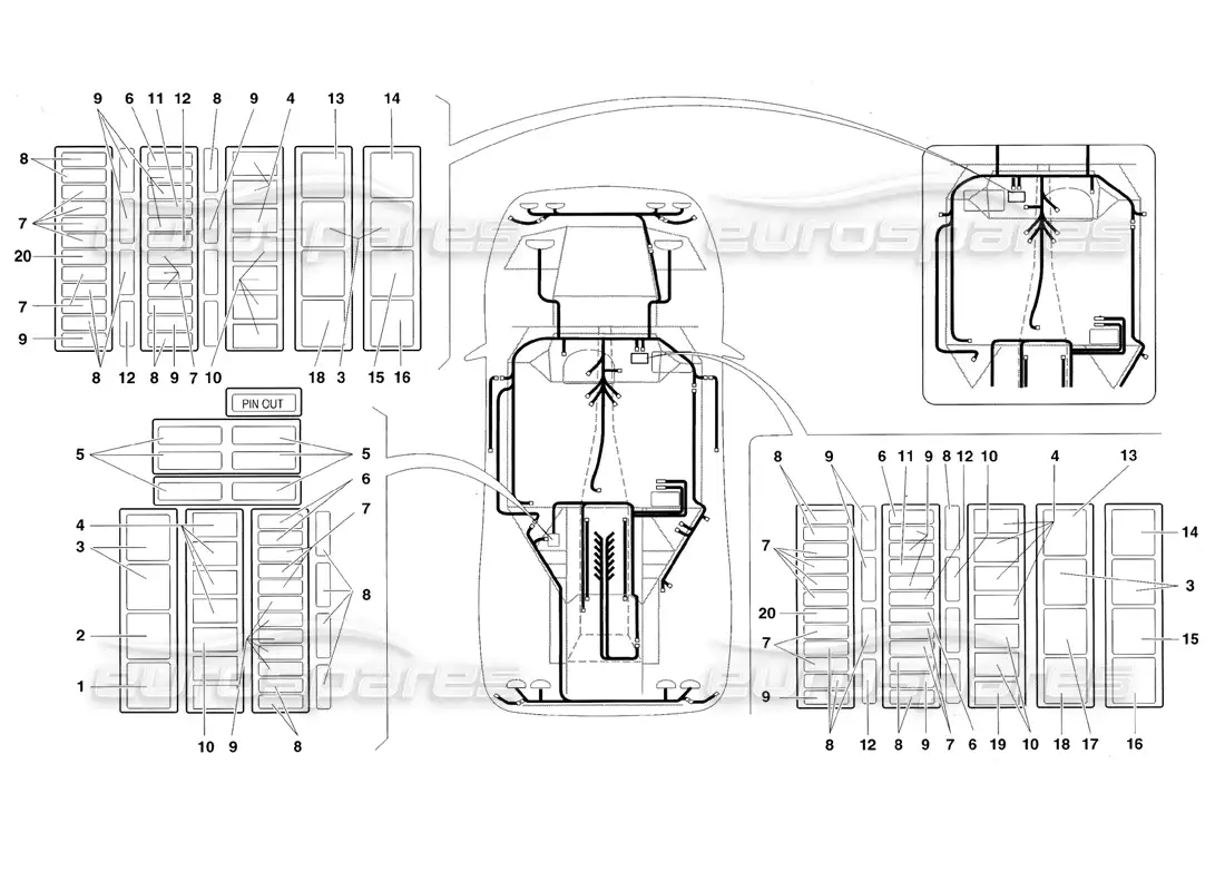 lamborghini diablo roadster (1998) sistema eléctrico diagrama de piezas