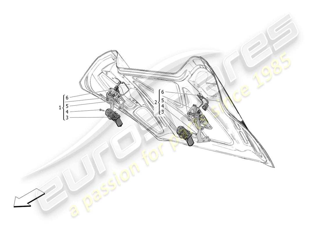 maserati mc20 cielo (2023) capote eléctrico: diagrama de partes de flaps