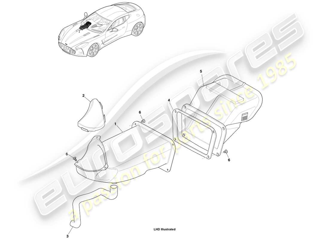 aston martin one-77 (2011) conductos de entrada de aire diagrama de piezas