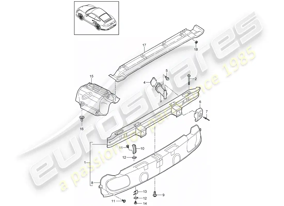 porsche 2012 (997-2 turbo / gt2 rs) parachoque diagrama de piezas