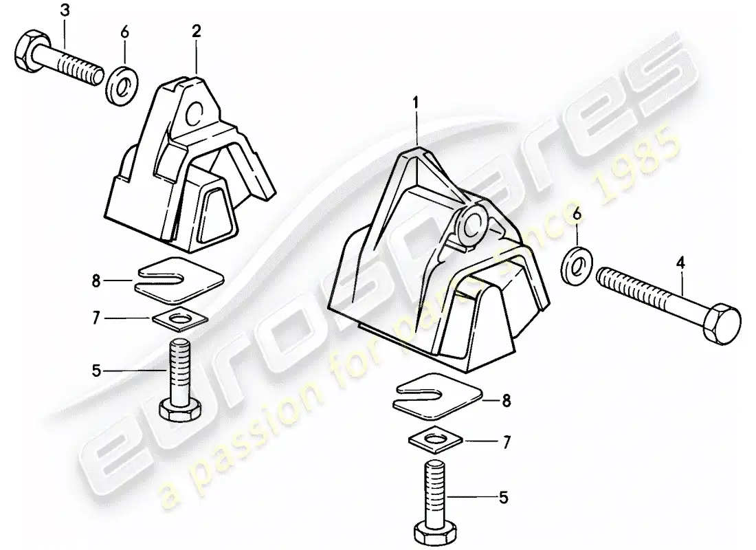 porsche 1982 (928) suspensión de la transmisión - transmisión automática diagrama de piezas