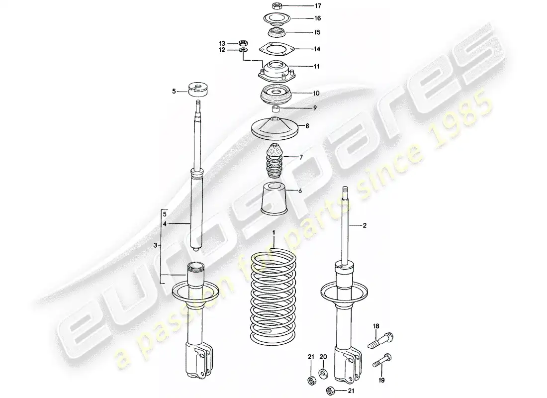 porsche 1980 (924) suspensión - amortiguador de vibraciones diagrama de piezas