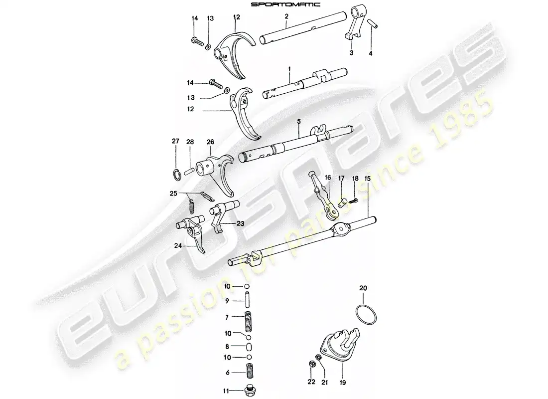 porsche 1974 (914) varillas de cambio - horquillas de cambio - diferencial diagrama de piezas