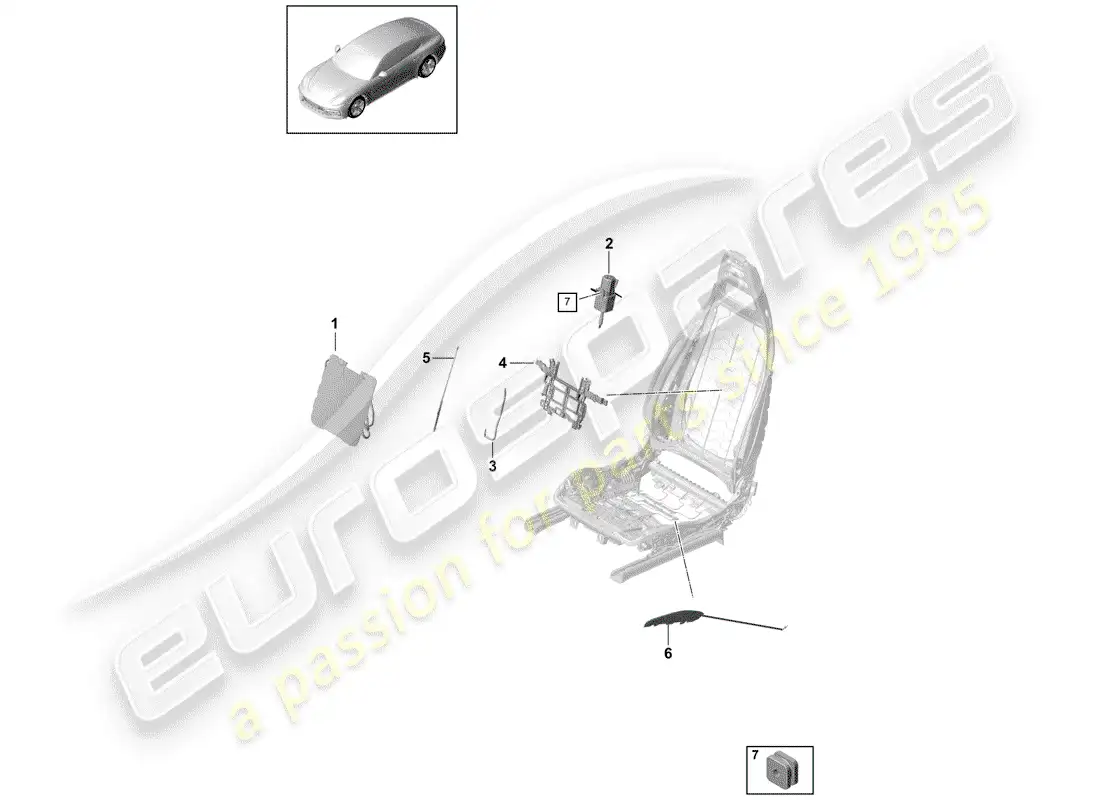 porsche 2018 (panamera 971-1) lumbar diagrama de piezas