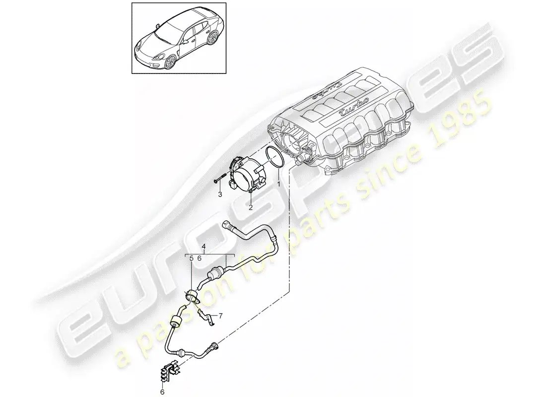 porsche 2011 (panamera 970) cuerpo del acelerador diagrama de piezas