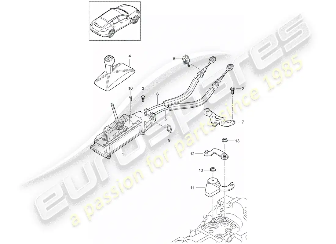 porsche 2011 (panamera 970) control de transmisión diagrama de piezas