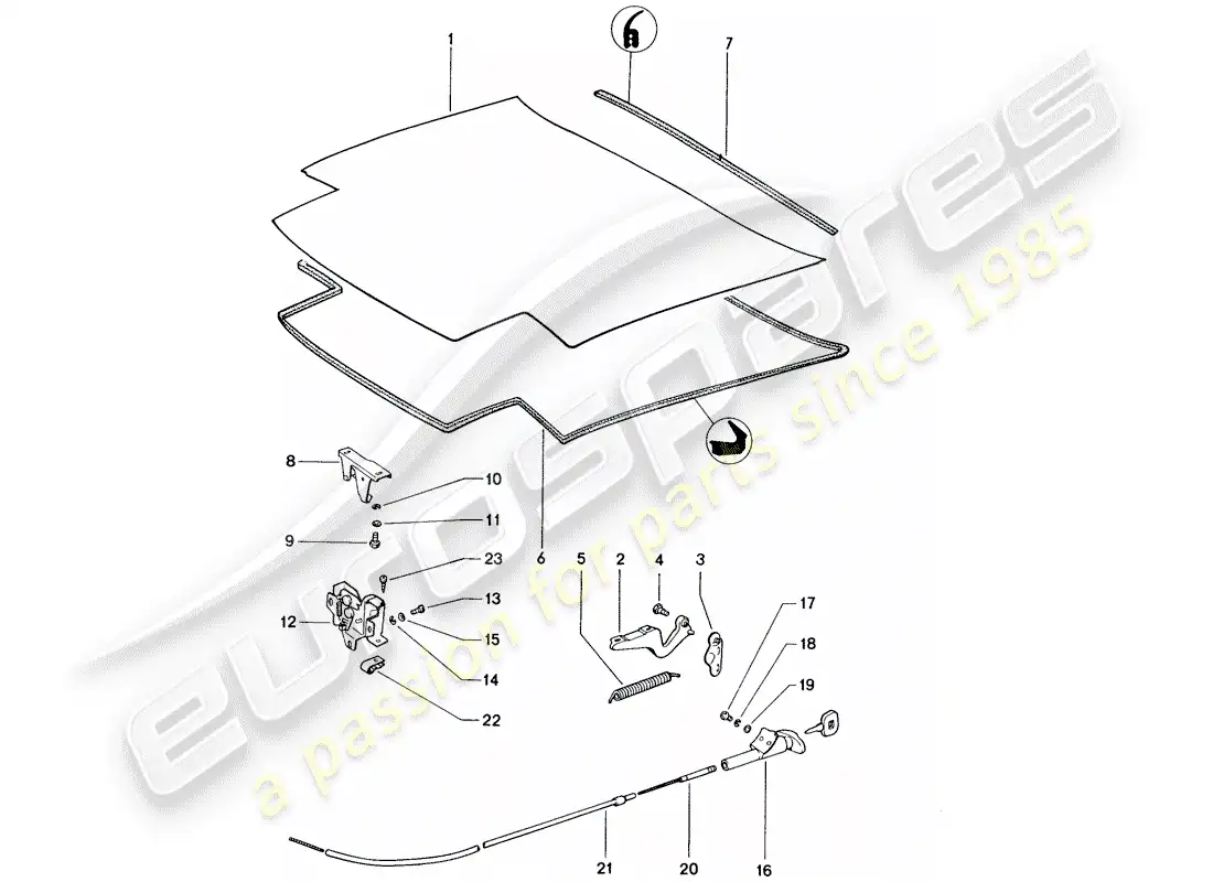 porsche 1974 (914) cubrir diagrama de piezas