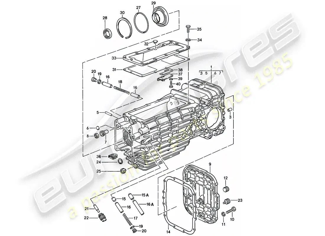 porsche 1986 (928) transmisión de repuesto - caja de transmisión - caja de cambios manual diagrama de piezas