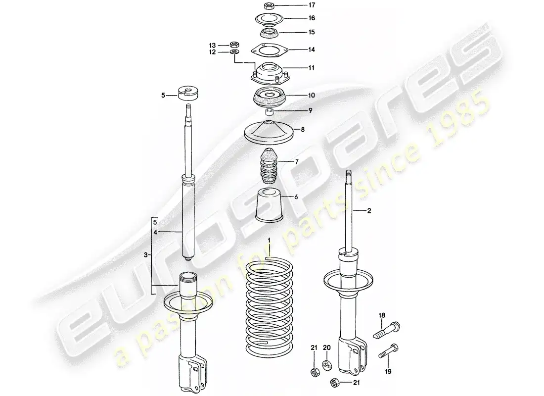 porsche 1987 (924s) suspensión - amortiguador diagrama de piezas