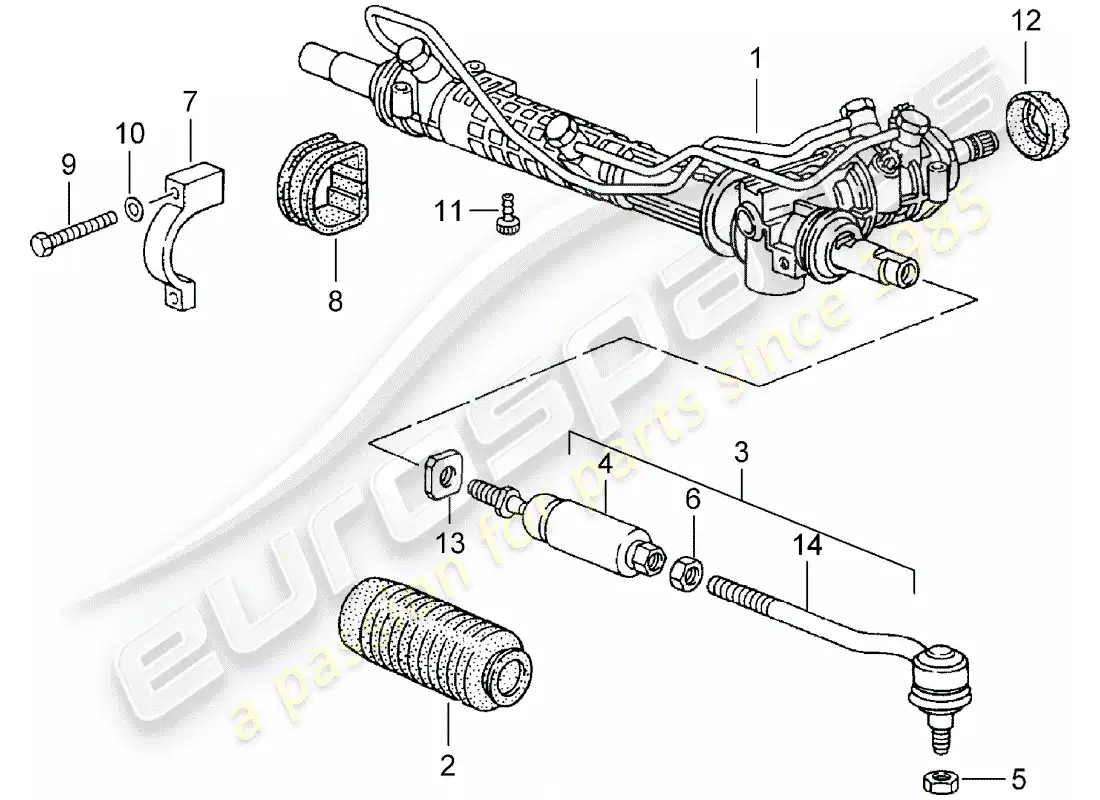 porsche 1996 (993) engranaje de dirección - piezas de dirección diagrama de piezas