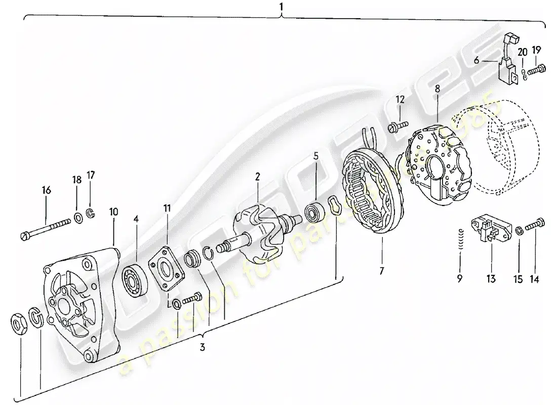 porsche 1983 (924) alternador diagrama de piezas