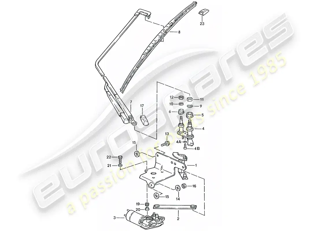 porsche 1988 (928) limpiaparabrisas trasero diagrama de piezas