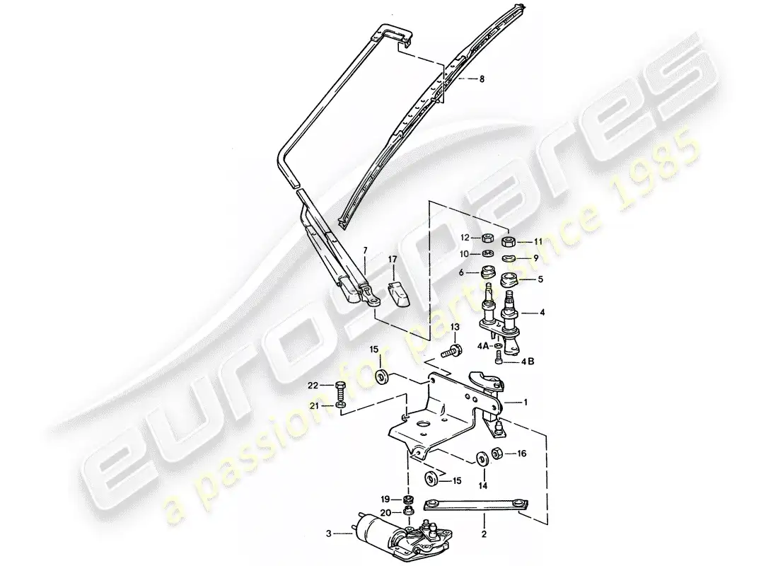 porsche 1993 (928) limpiaparabrisas trasero diagrama de piezas