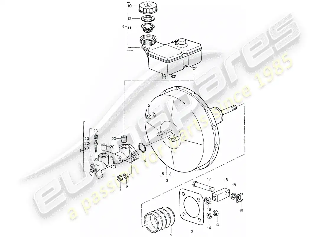 porsche 1994 (928) cilindro maestro de freno - refuerzo de freno diagrama de piezas