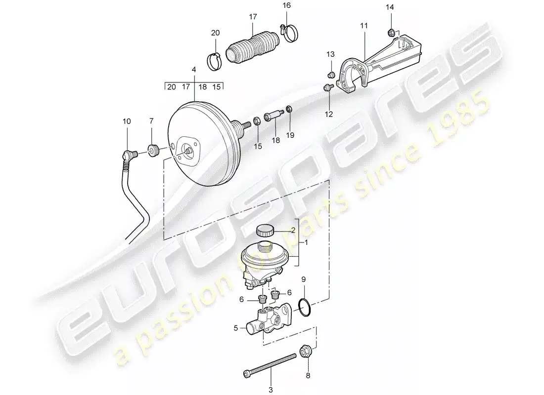 porsche 2009 997-2 turbo / gt2 cilindro maestro del freno diagrama de piezas