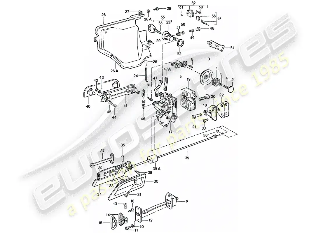 porsche 1985 (928) piezas de instalación - para - puerta diagrama de piezas