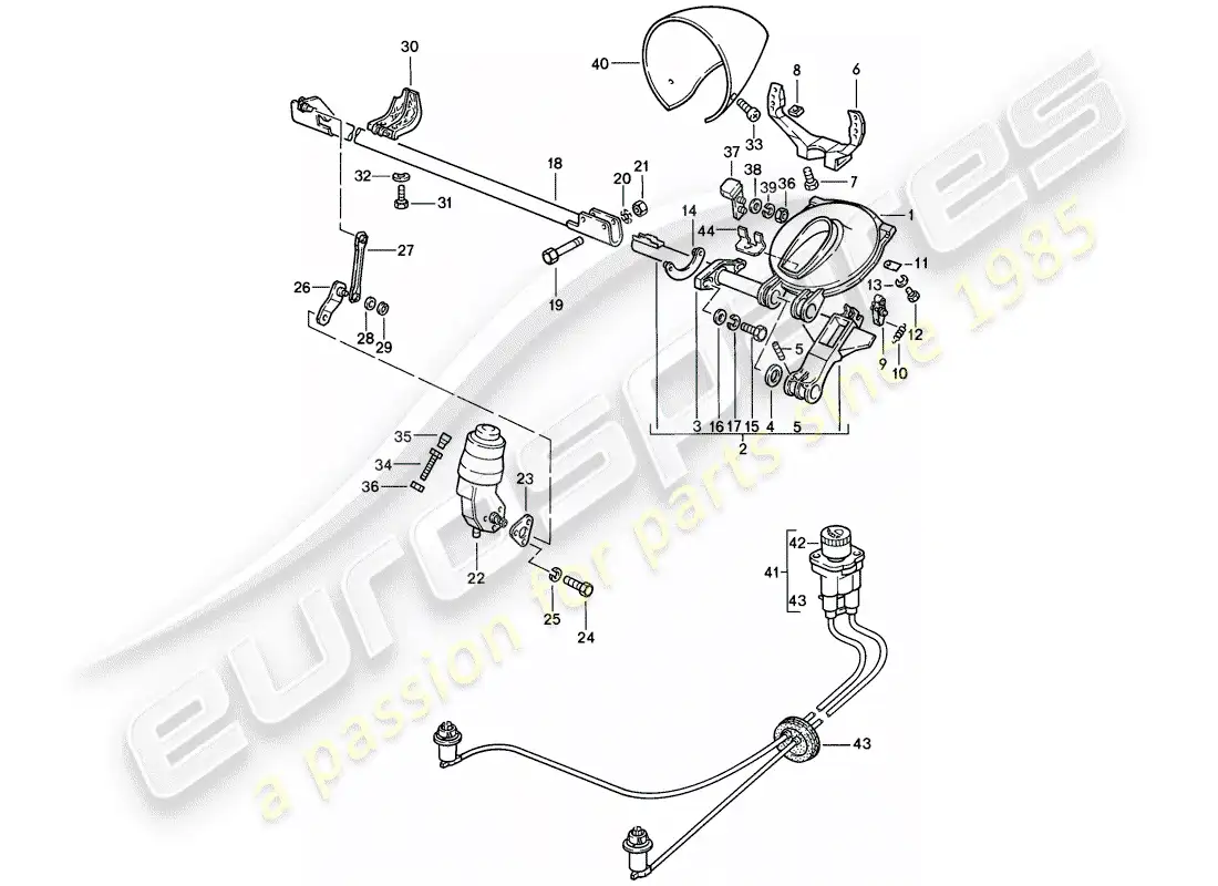 porsche 1985 (928) faro emergente diagrama de piezas