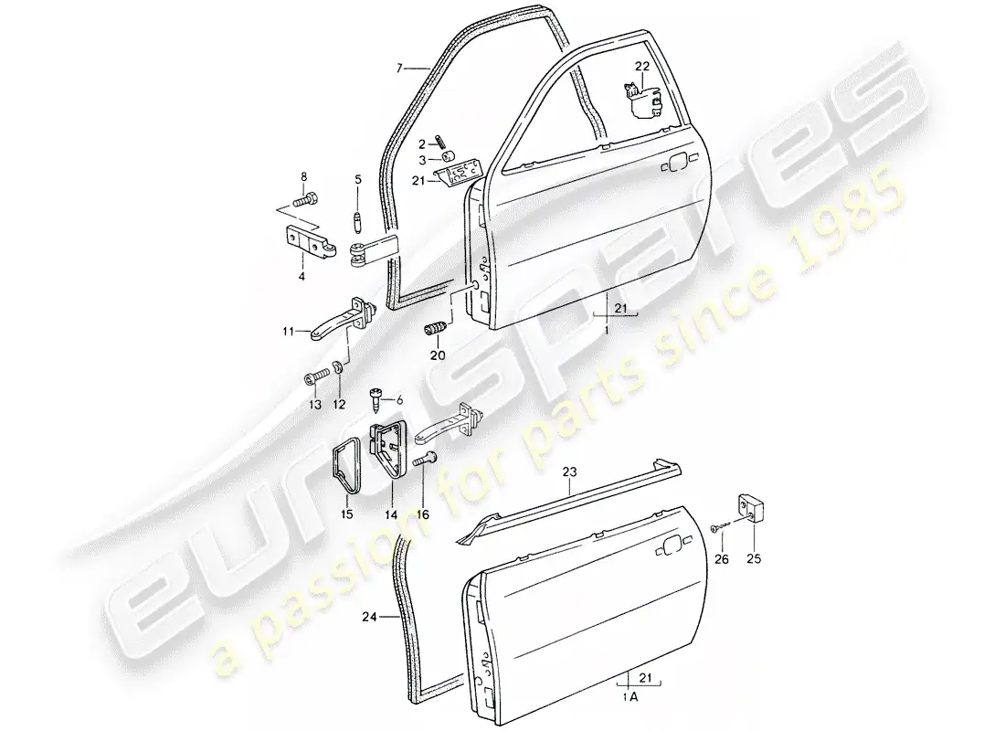 porsche 1992 (968) puerta diagrama de piezas