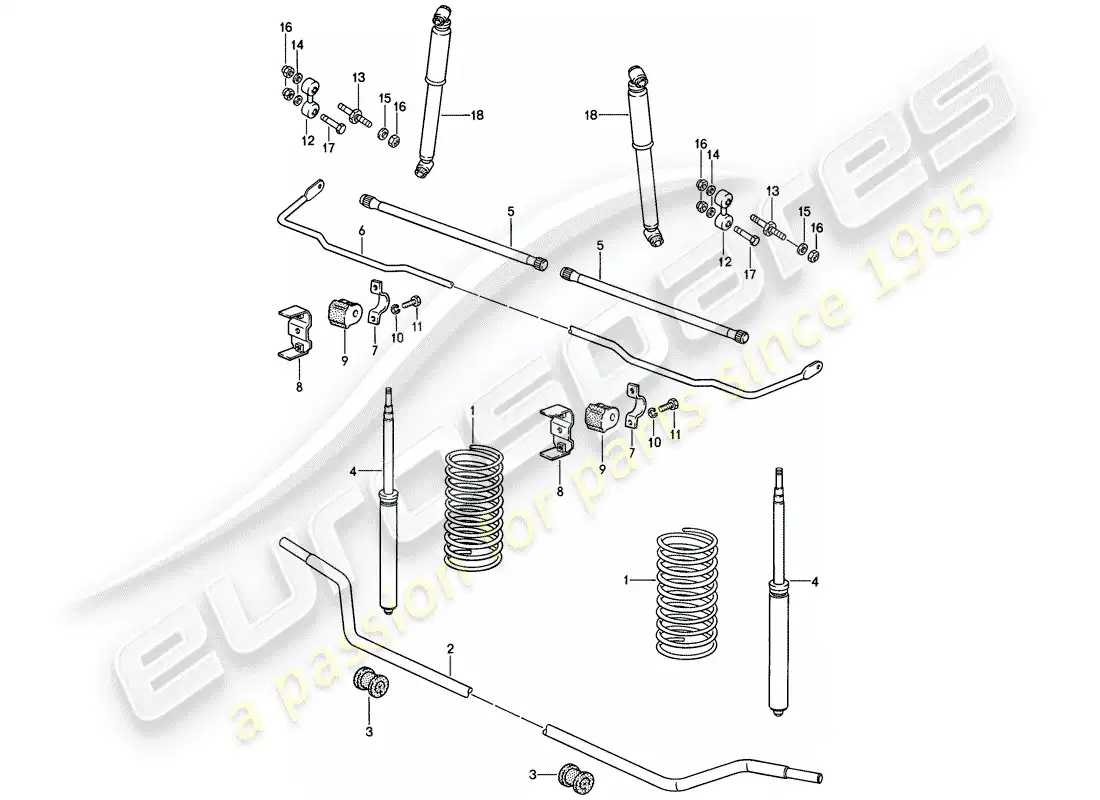 porsche 1984 (944) suspensión deportiva diagrama de piezas