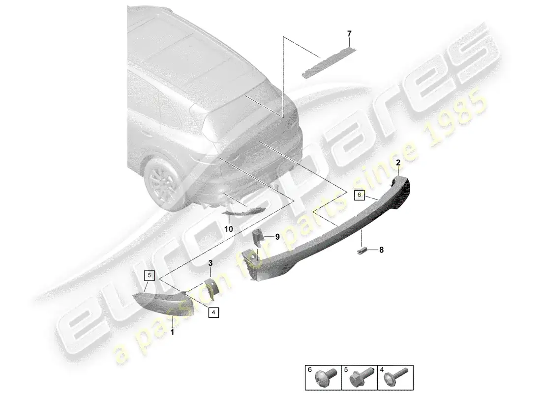 porsche 2020 (cayenne e3 9ya/9yb) luz trasera diagrama de piezas