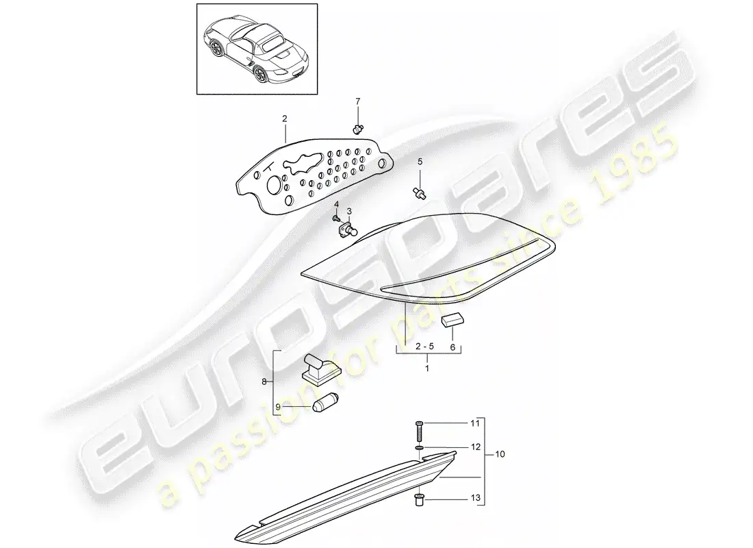 porsche 2011 (987 boxster) luz trasera diagrama de piezas