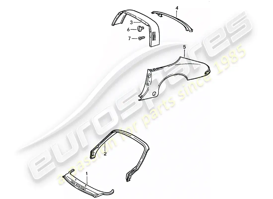 porsche 1981 (911) paneles exteriores - a medida uso material de taller diagrama de piezas