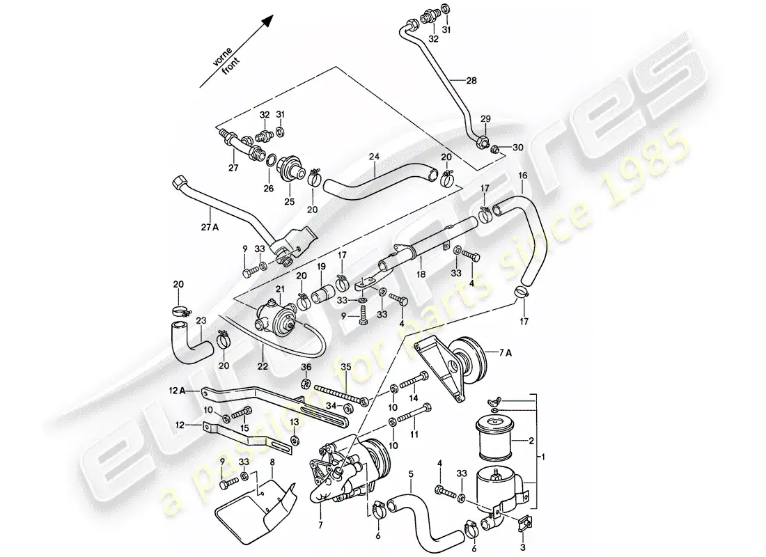 porsche 1981 (928) inyección de aire diagrama de piezas