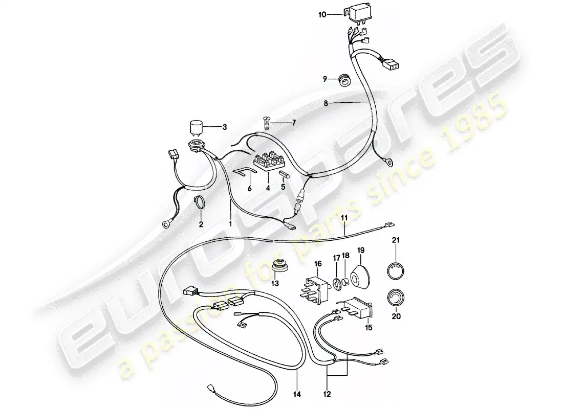 porsche 1982 (911) componentes eléctricos - para - aire acondicionado diagrama de piezas