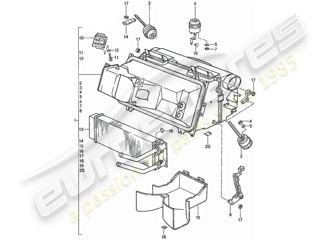 porsche 1982 (928) calentador diagrama de piezas
