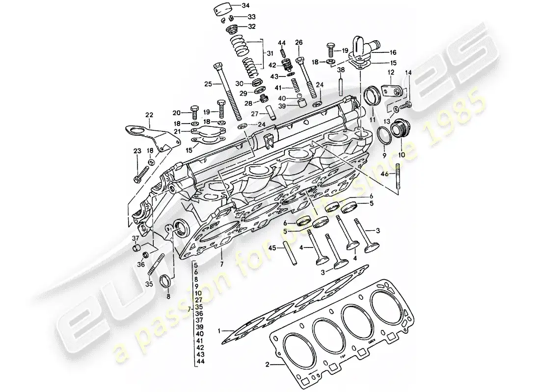 porsche 1987 (928) culata - - juego de reparación para mantenimiento - ver ilustración: diagrama de piezas
