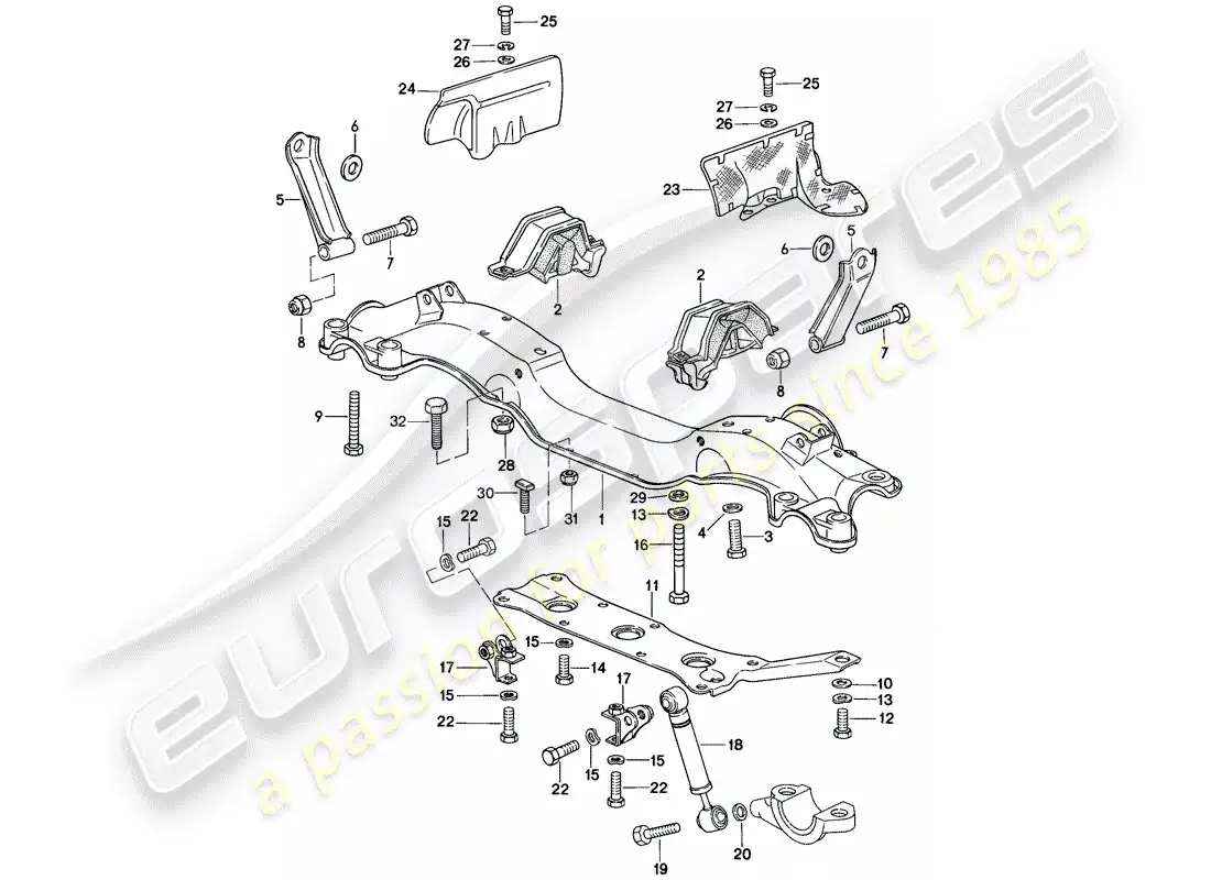 porsche 1981 (928) suspensión del motor diagrama de piezas