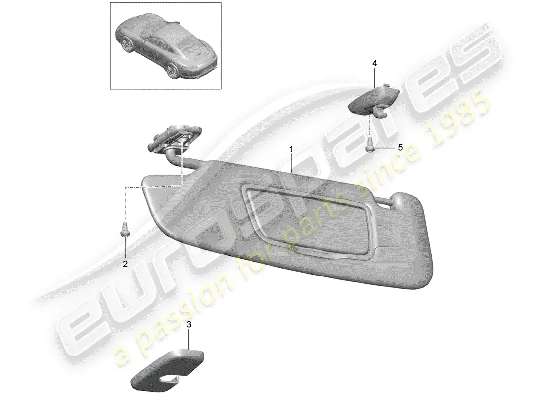 porsche 2013 (991-1) sun vizors diagrama de piezas