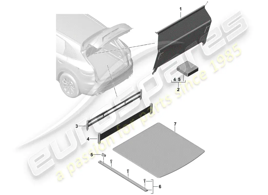 porsche 2020 (cayenne e3 9ya/9yb) forro de bota diagrama de piezas