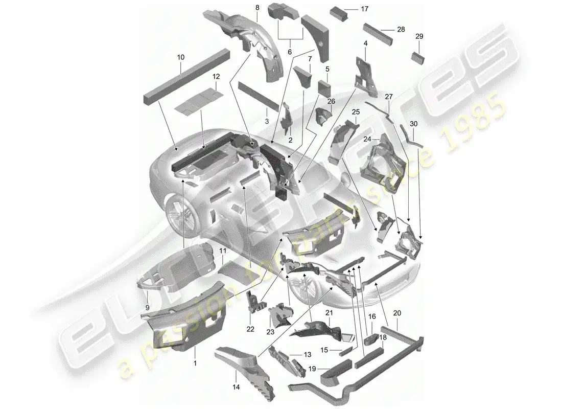 porsche 2013 (991-1) carrocería diagrama de piezas
