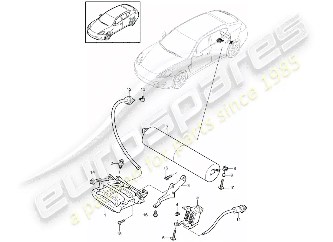 porsche 2011 (panamera 970) sistema autonivelante diagrama de piezas