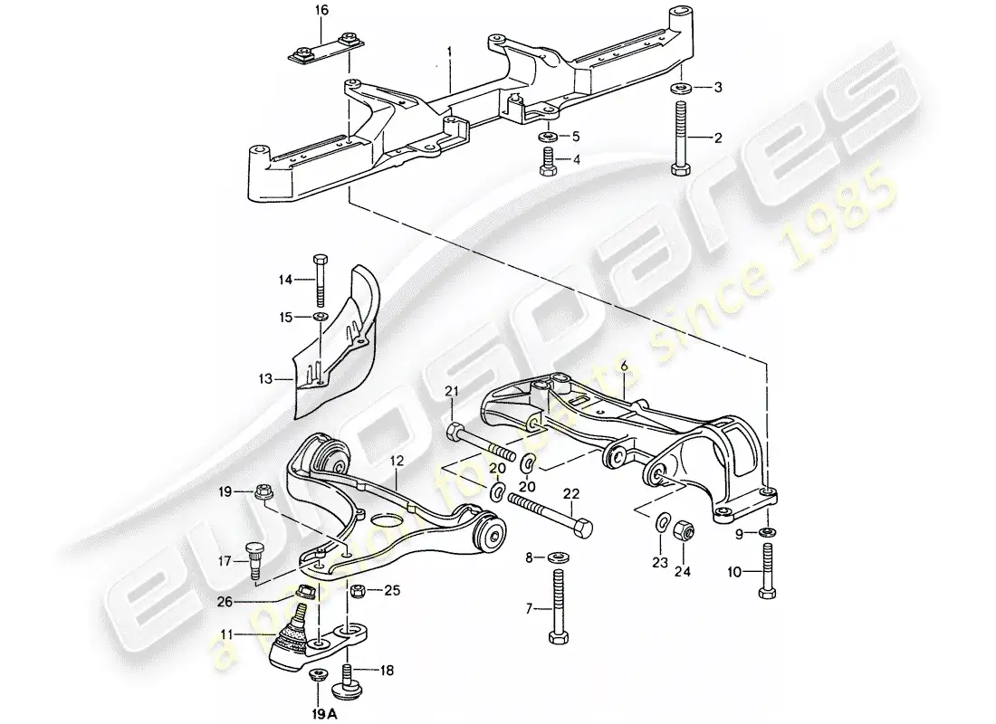 porsche 1996 (993) travesaño - brazo estabilizador de vía diagrama de piezas