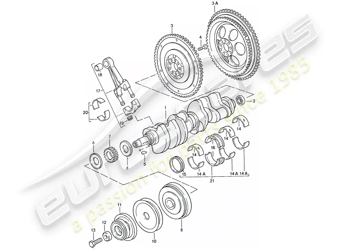porsche 1987 (928) ciguenal - biela diagrama de piezas